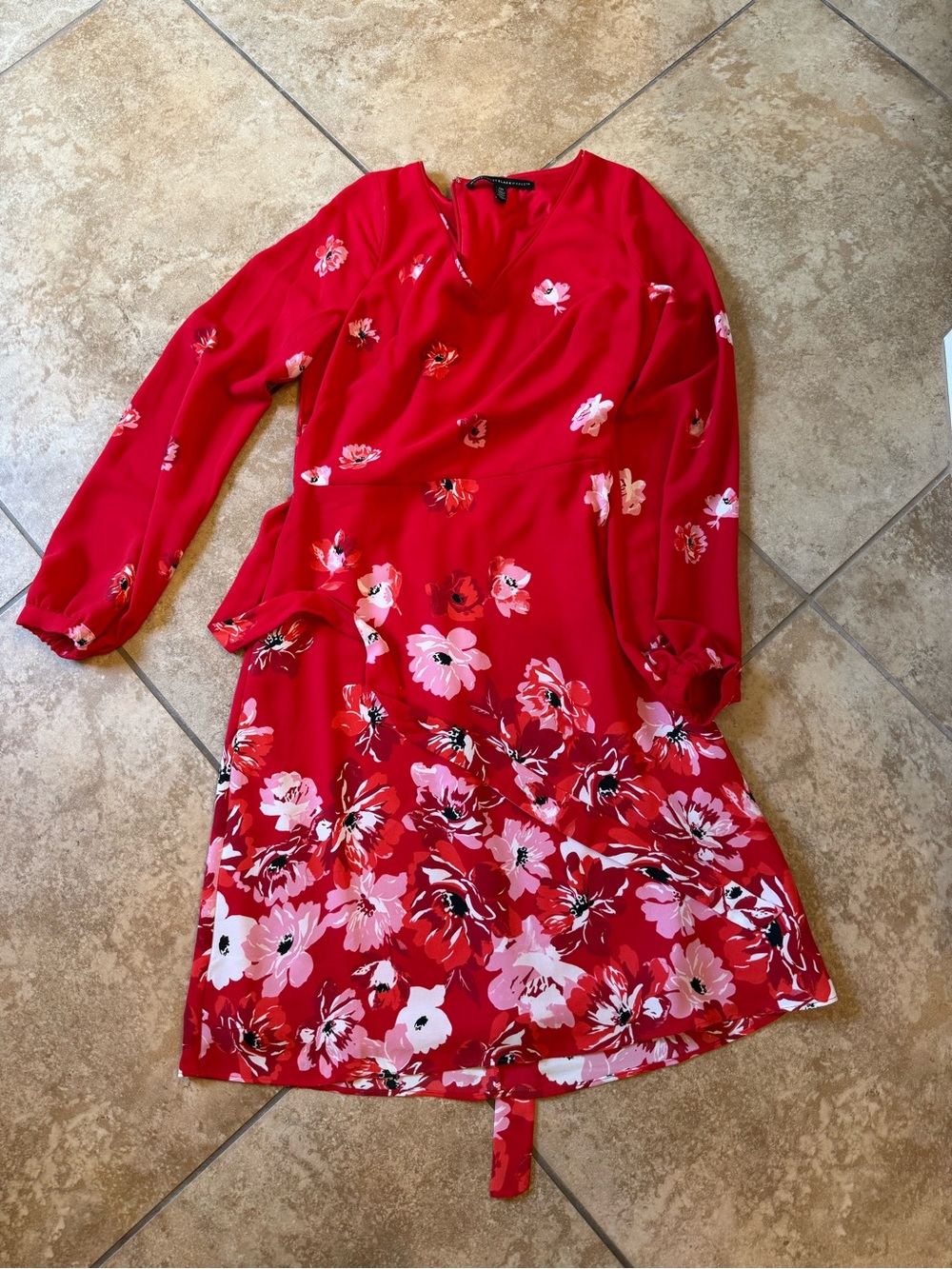 White House Black Market Red Floral Midi Dress